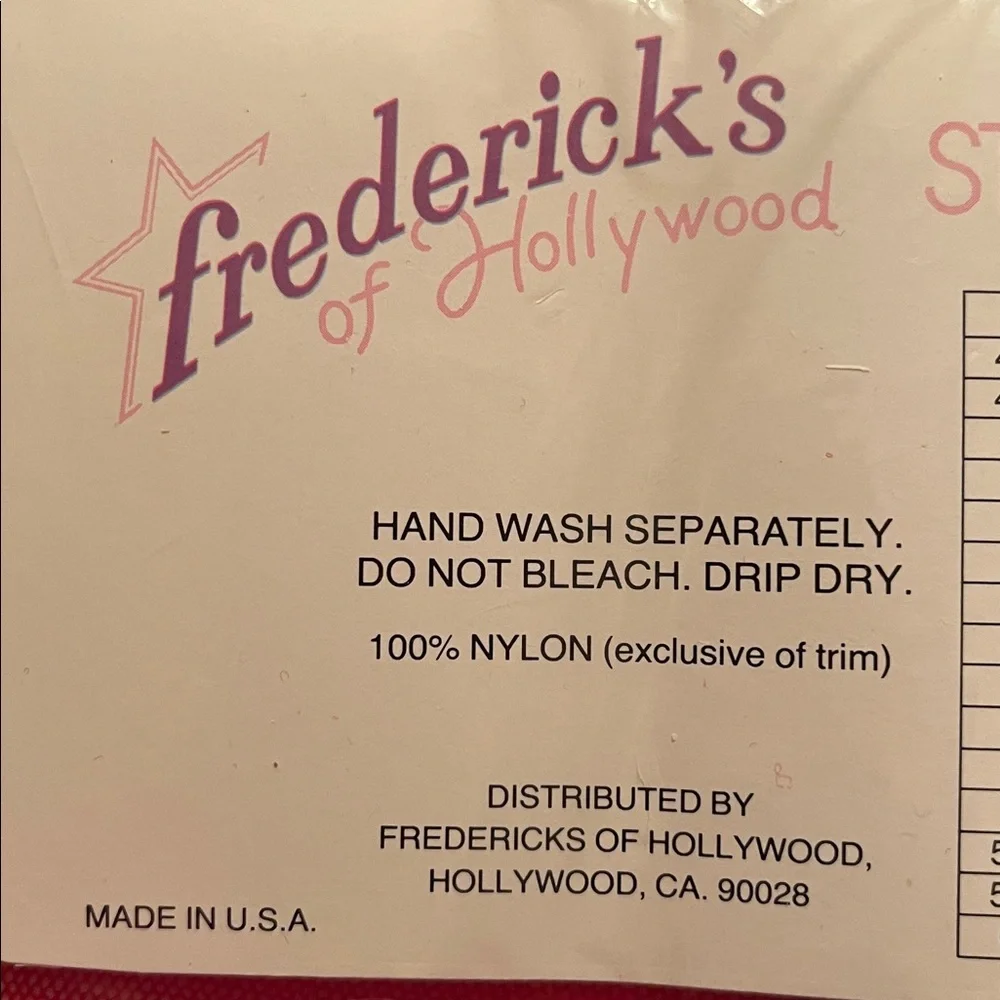 NEW Frederick’s of Hollywood Lace Top Stockings LARGE Sheer Red Nylon Stretch